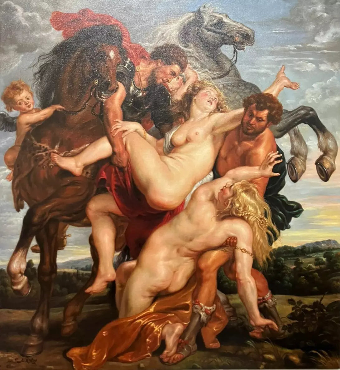 art-L'Enlèvement des filles de Leucippe-inspirée de Rubens-peinture-huile-toile