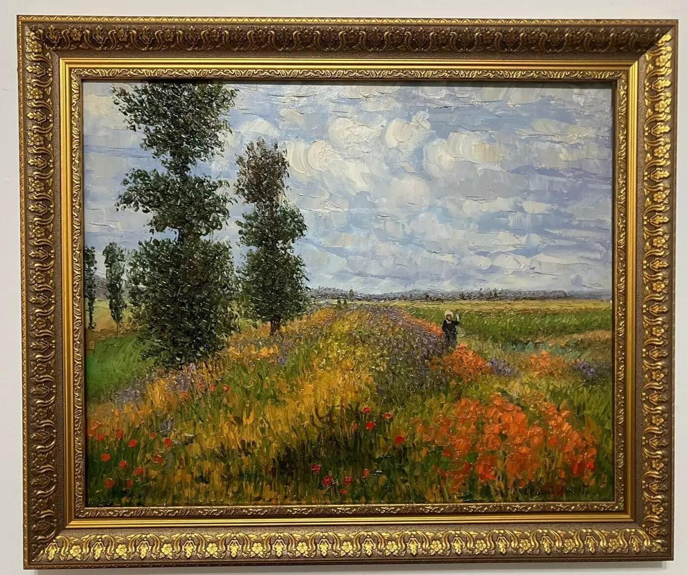 art-impressionniste-paysage campagne d'après Monet huile sur toile signée