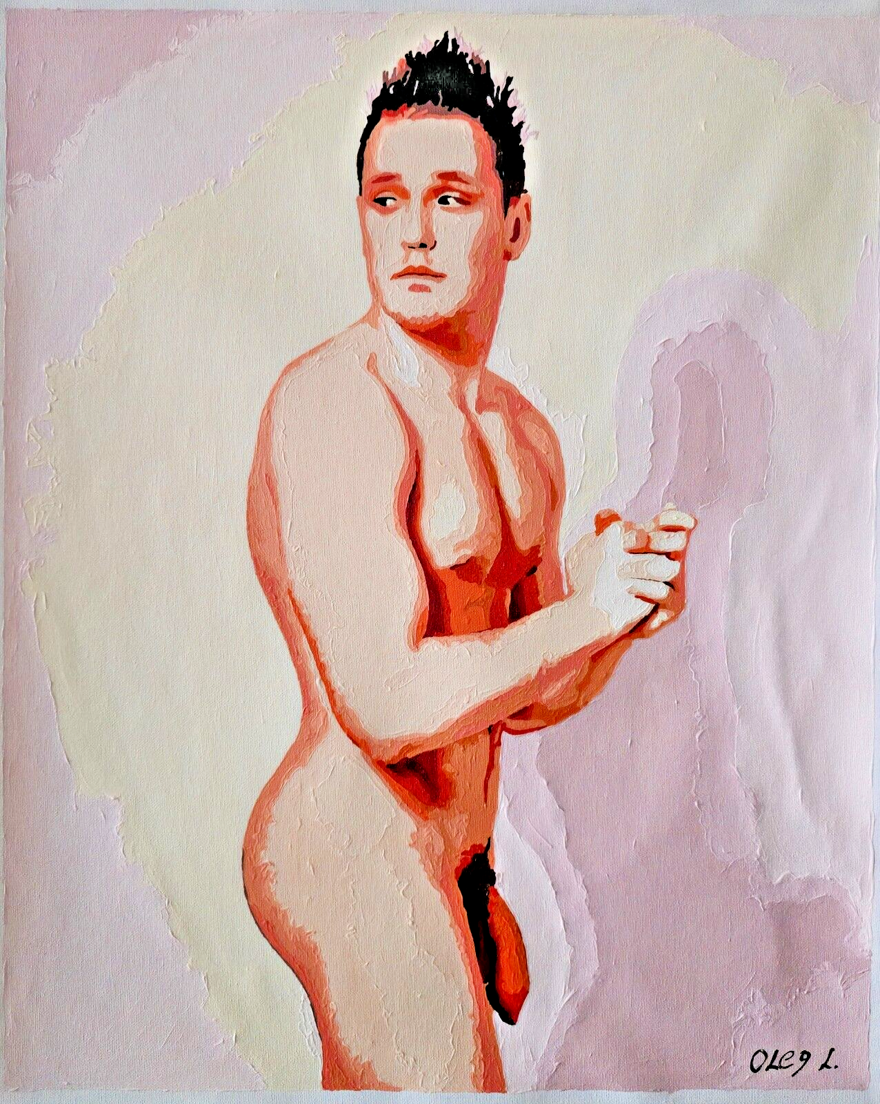 art érotique peinture huile sur toile gay homme nu