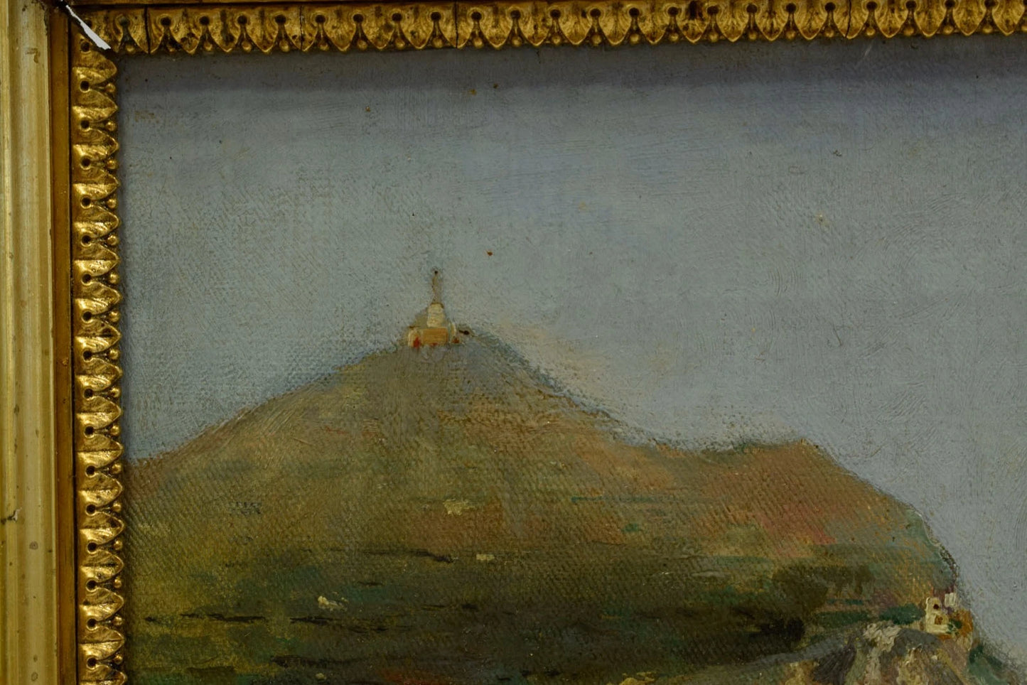 Vers 1900, tableau ancien, paysage à Capri, huile, signé, 58 x 36,5 cm
