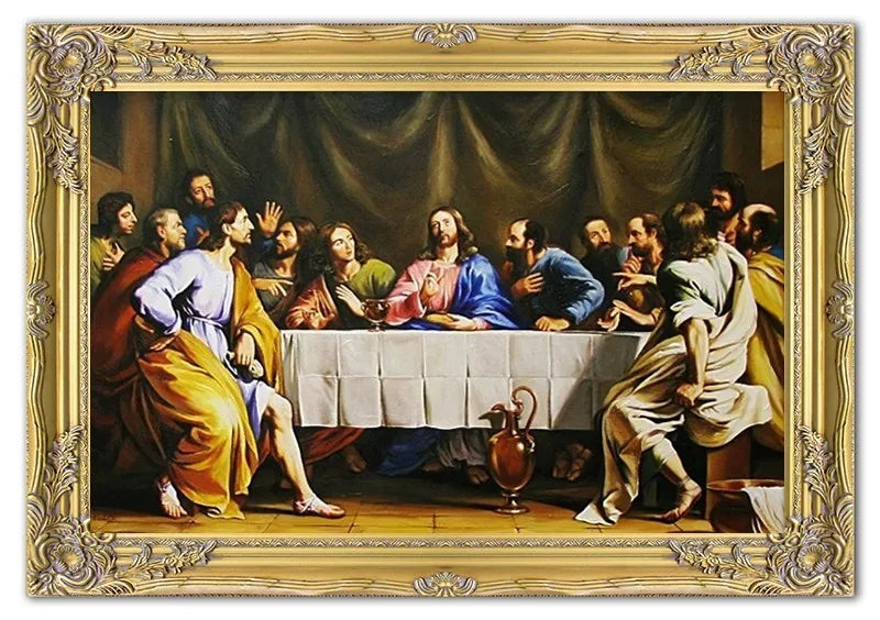 art-decoration-religion-dernier-souper-jesus-christ-apotres-huile-toile-cadre