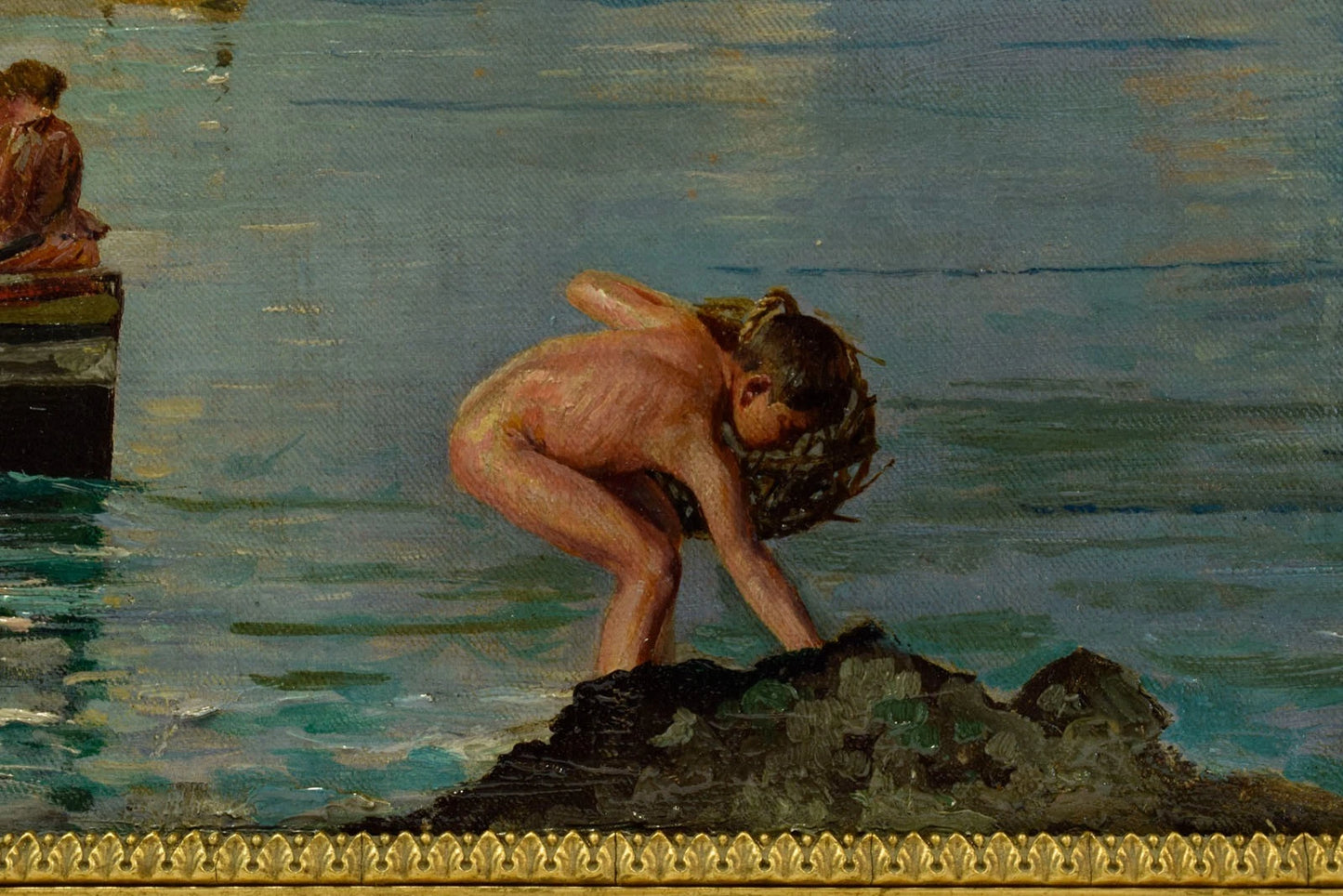 Vers 1900, tableau ancien, paysage à Capri, huile, signé, 58 x 36,5 cm