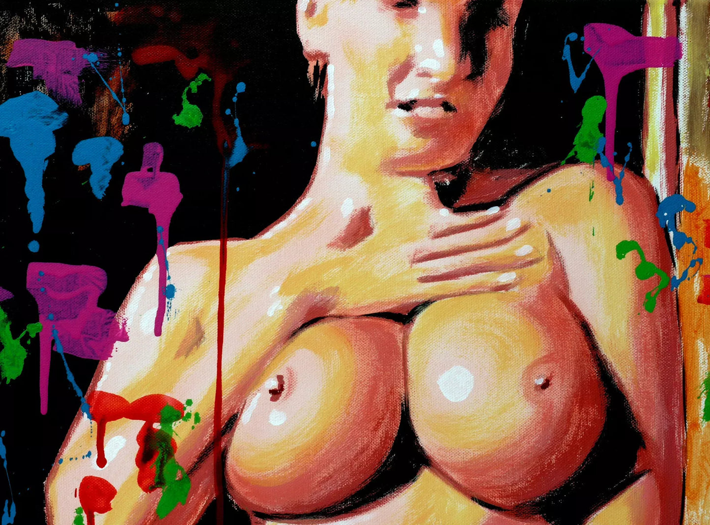 art-decoration-tableau-peinture-huile-toile-portrait-feminin-femme-nue-seins