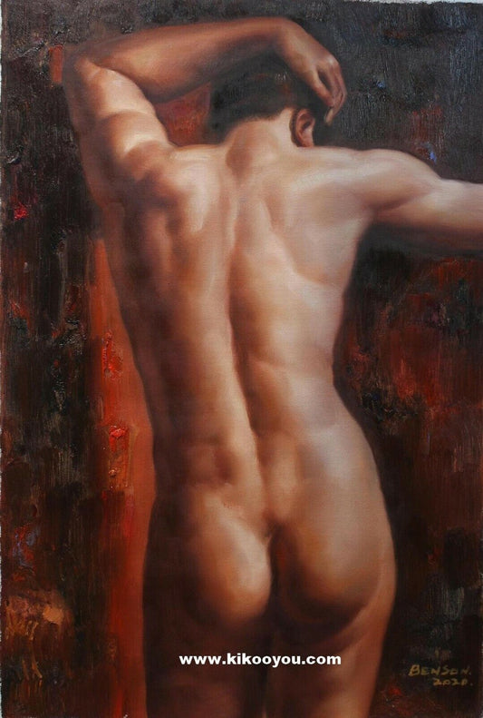 tableau peinture originale huile sur toile homme nu intégrale