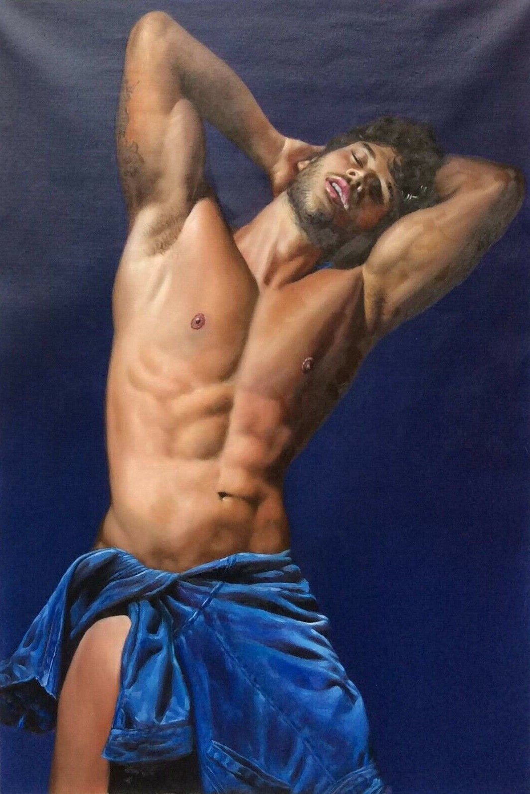 tableau magnifique peinture huile sur toile homme torse nu