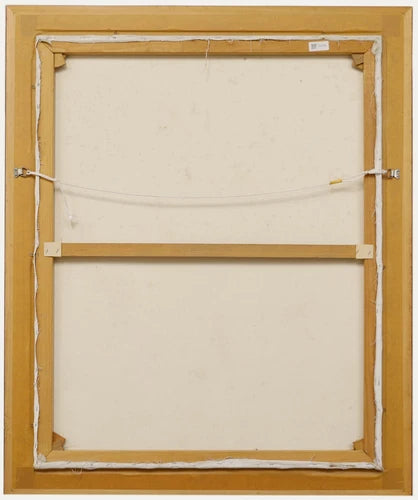 D'après Norman Rockwell - Huile encadrée XXème, garçon peignant un nichoir