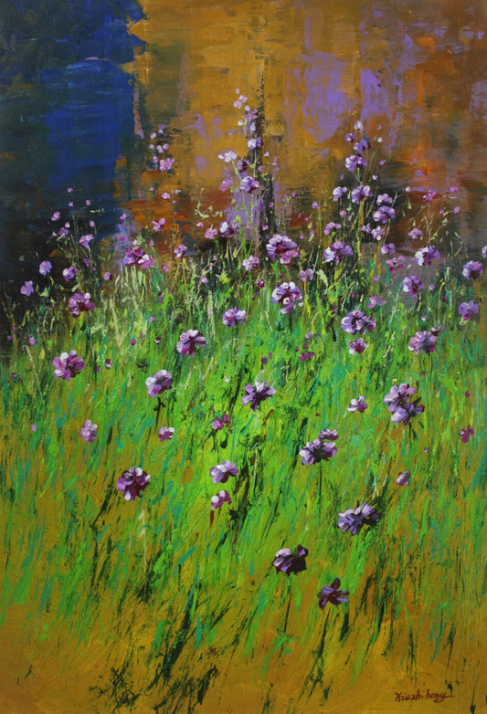 Abstrakte Kunst Landschaft Blumen Original Ölgemälde auf Leinwand