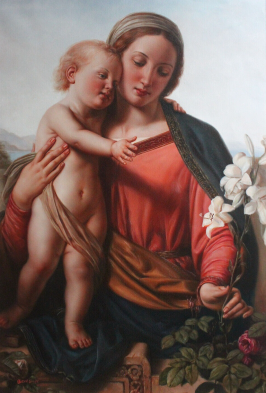 Repro Franz Ittenbach - Vierge et Enfant Repro peinture à l'huile sur toile