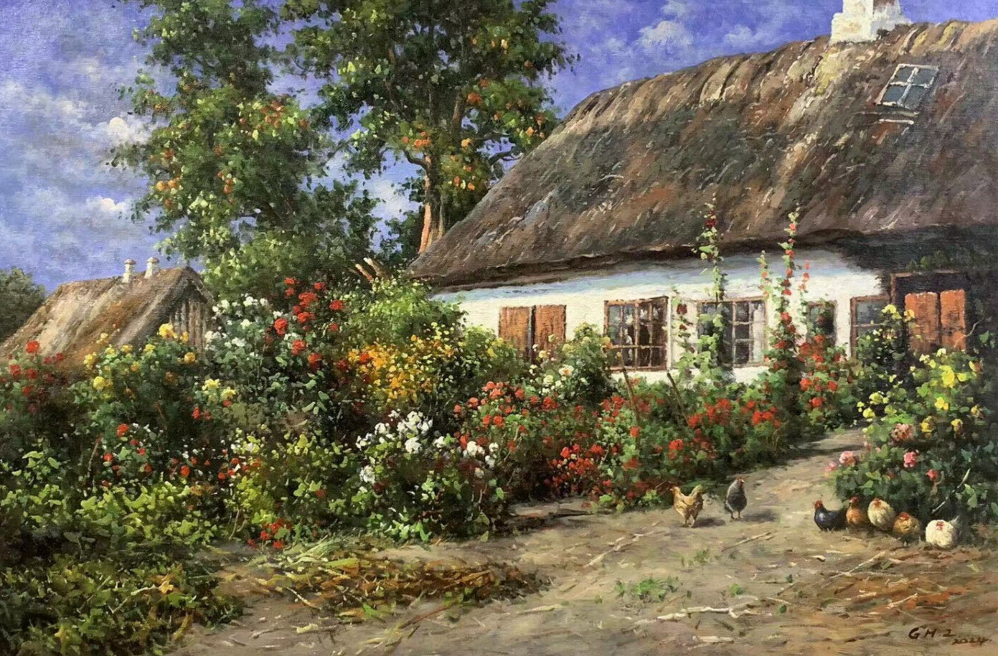 Reproduction d'art peder mork cour montée paysage peinture à l'huile sur toile