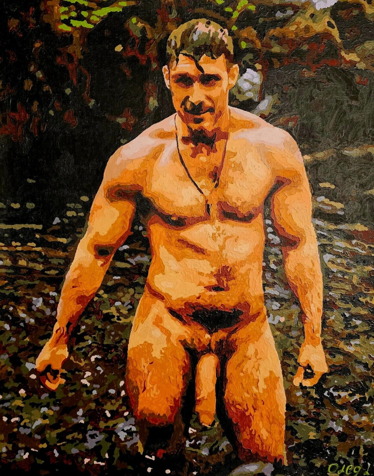 art érotique peinture huile sur toile gay homme nu