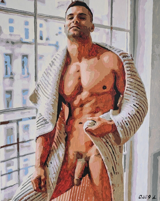 art érotique peinture huile sur toile gay homme nu