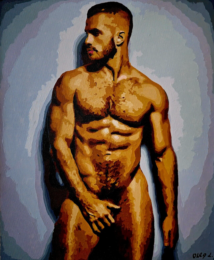 peinture huile sur toile homme nu érotique sexy