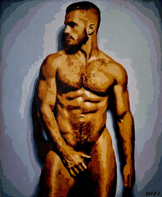 peinture huile sur toile homme nu érotique sexy