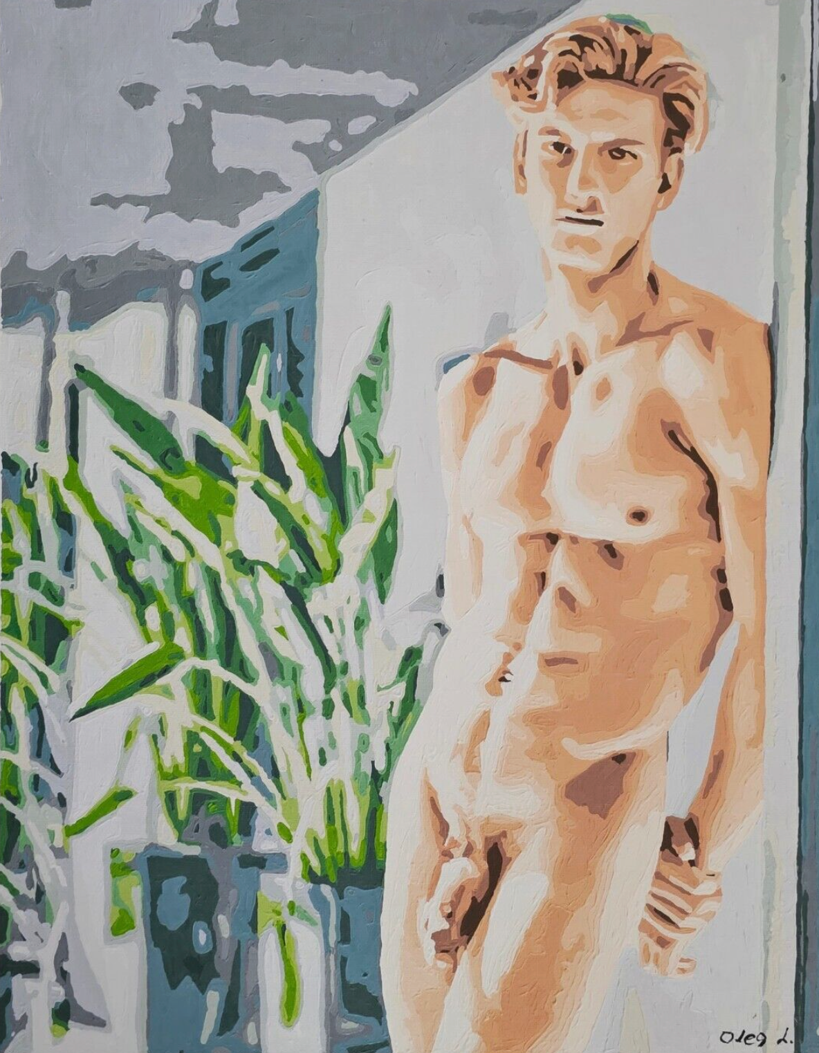 art érotique gay peinture huile sur toile originale