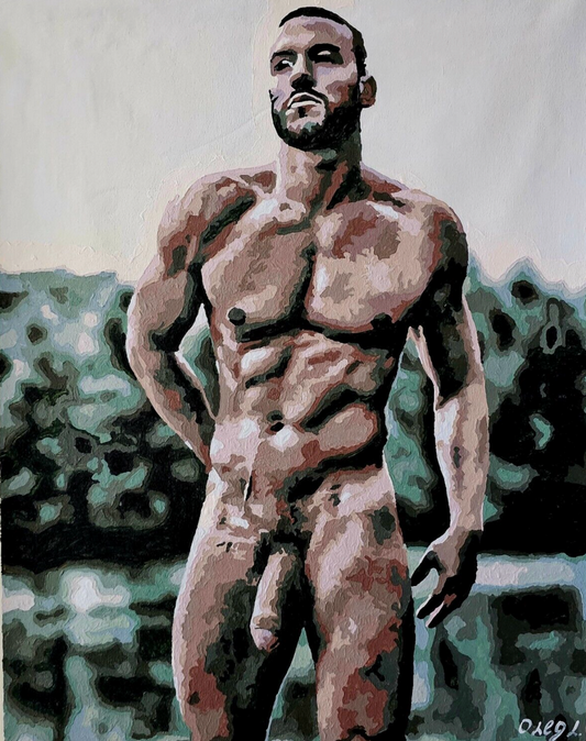 art érotique peinture huile sur toile gay homme nu