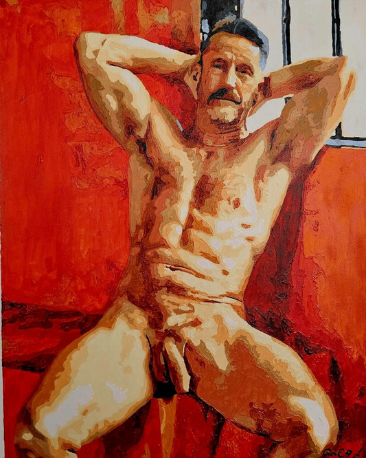 art érotique peinture huile sur toile gay homme nu