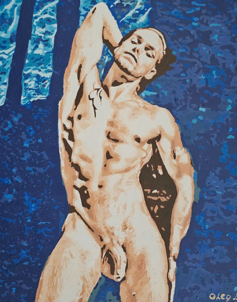 art érotique peinture huile sur toile gay homme nu