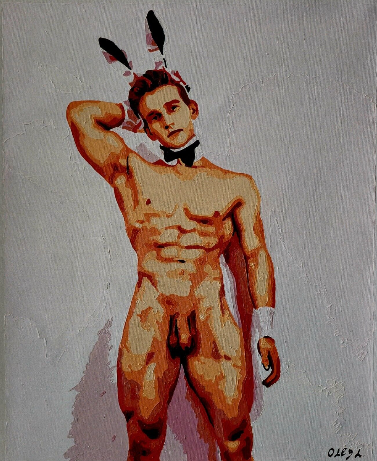 art érotique peinture huile sur toile gay homme nu