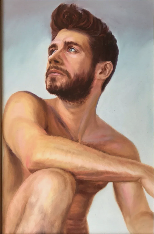 portrait homme torse nu tableau peinture huile sur toile