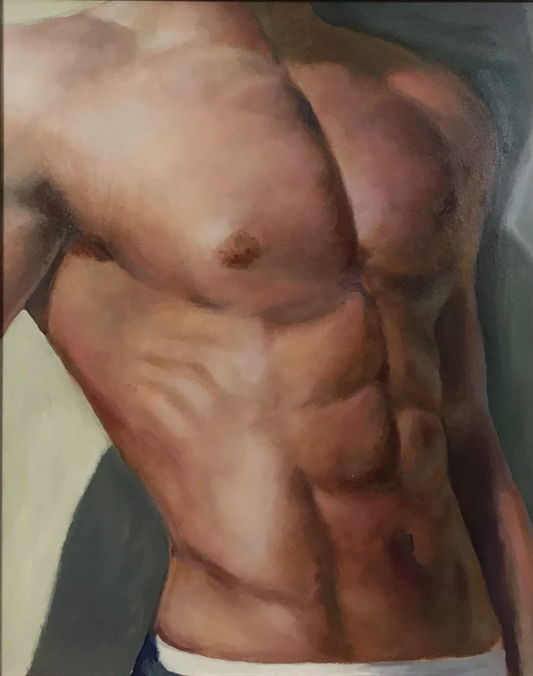 portrait homme torse nu tableau peinture huile sur toile