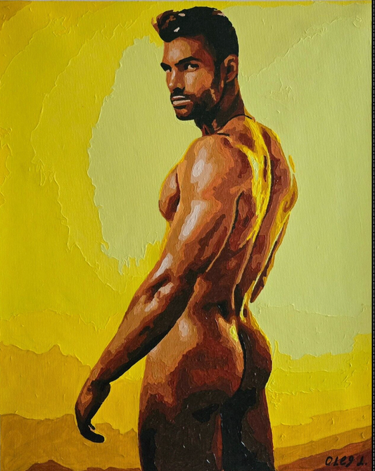 art érotique peinture huile sur toile gay homme nu 126622891451  16×20 inch (40×50 cm).