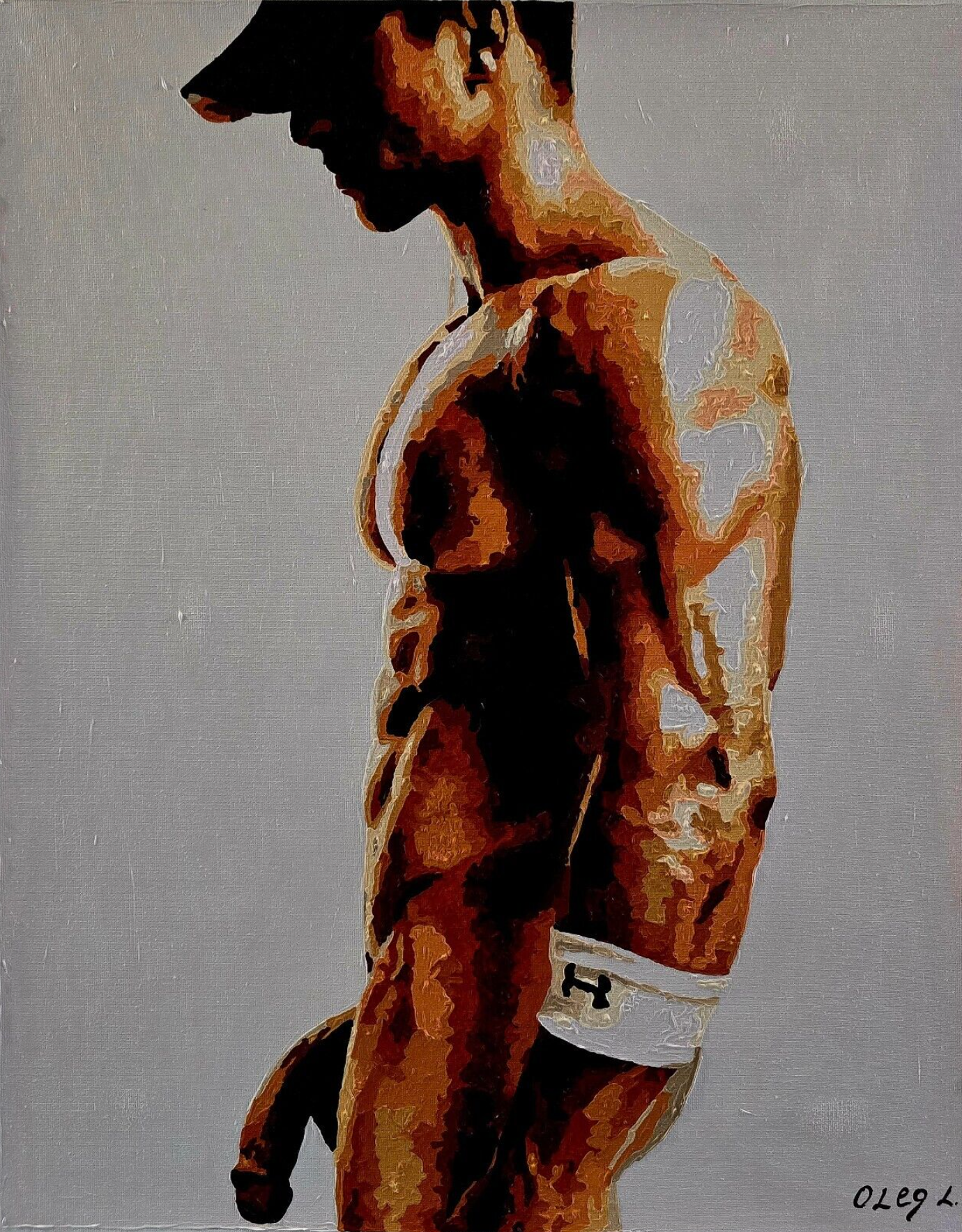 art érotique peinture huile sur toile gay homme nu 126624416949  16×20 inch (40×50 cm).