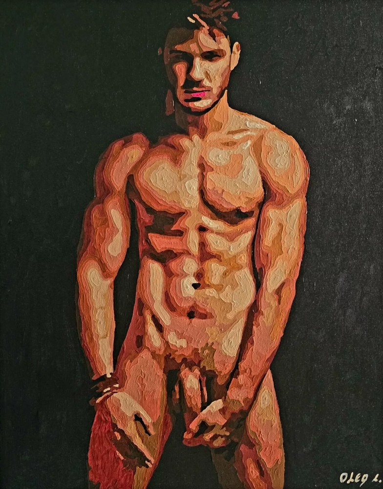 art érotique peinture huile sur toile gay homme nu 126664992386  16×20 inch (40×50 cm).