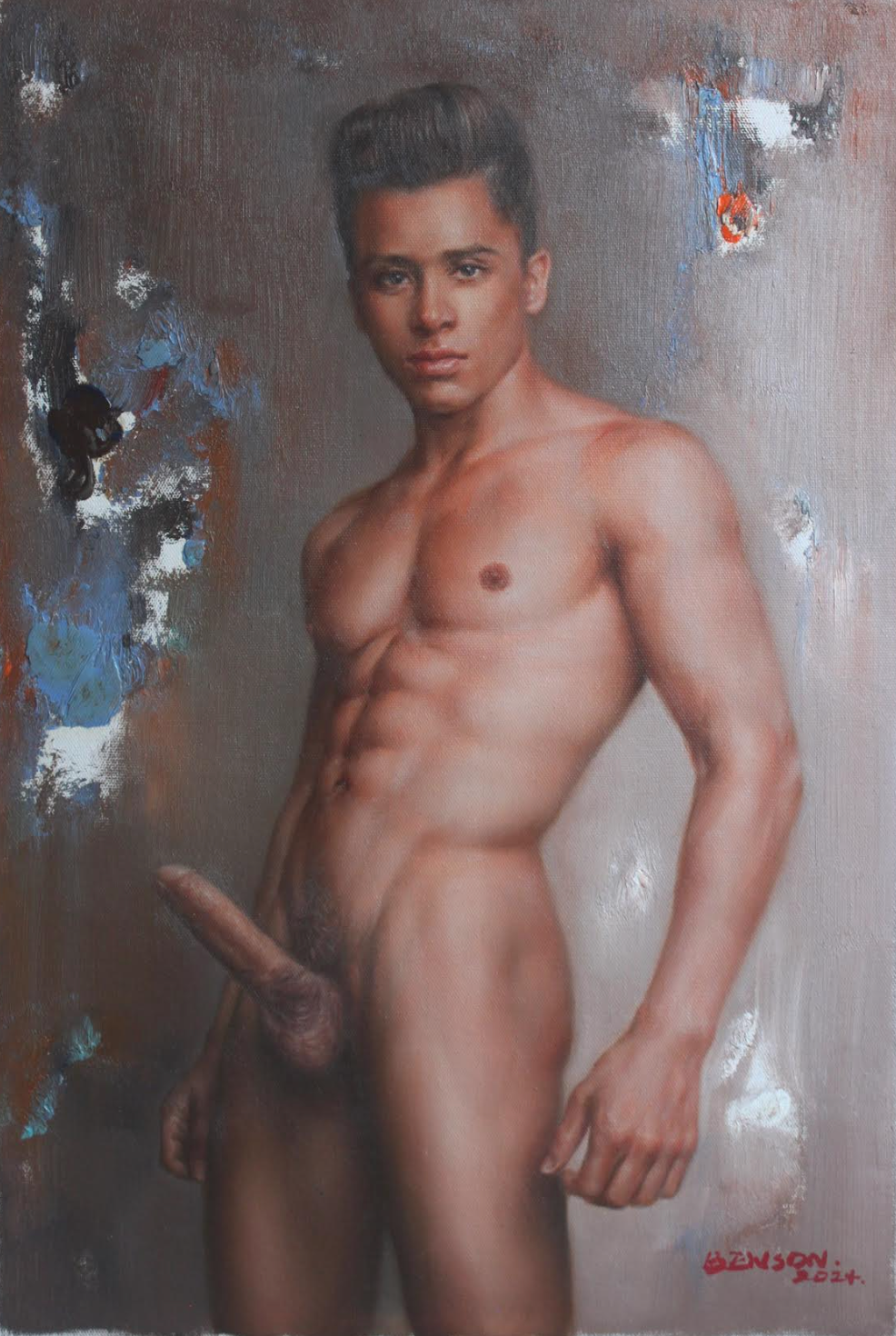 tableau magnifique peinture huile sur toile homme nu