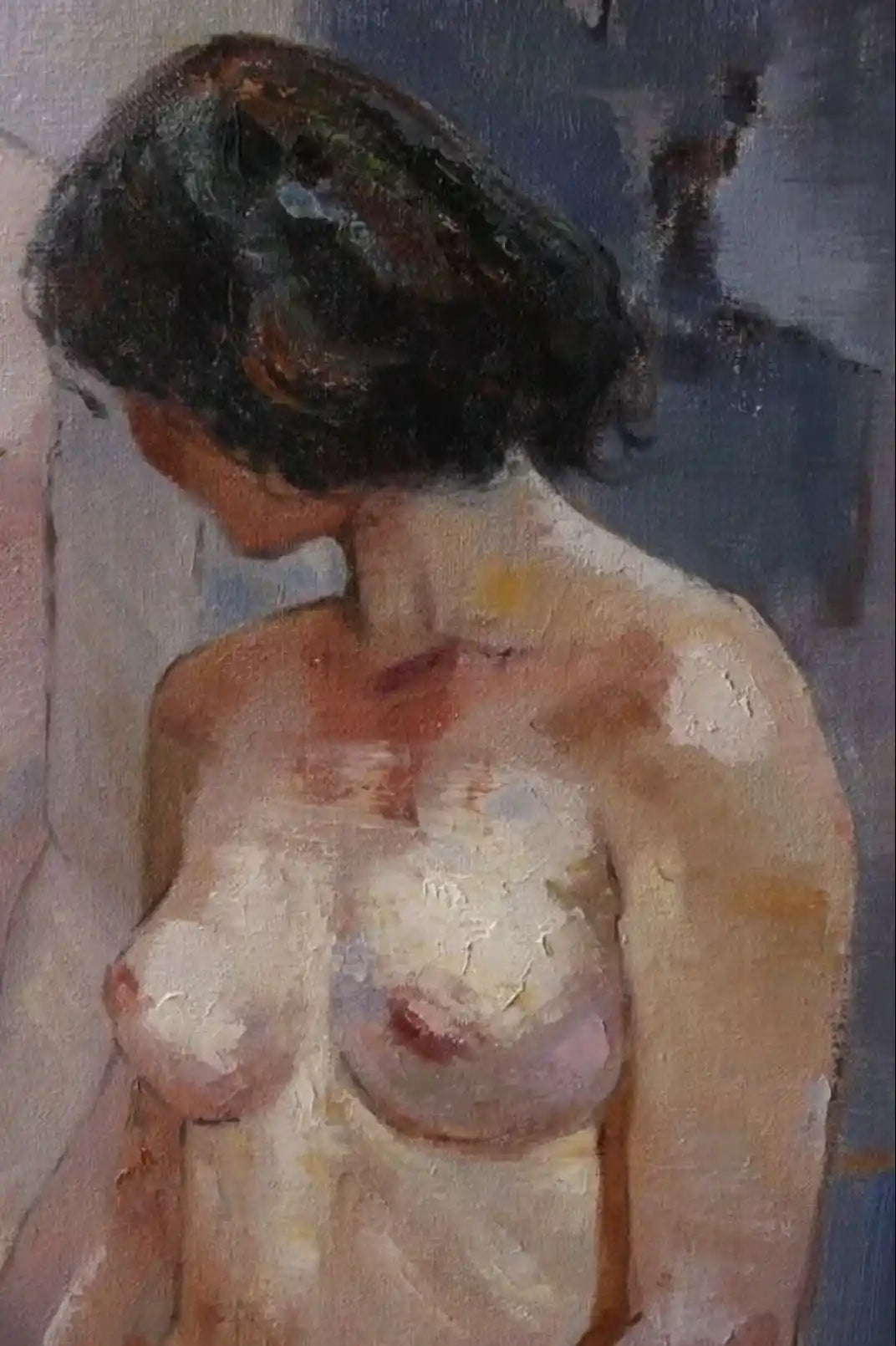 art-moderne-portrait-femmes-nues-peinture-huile sur toile-signée