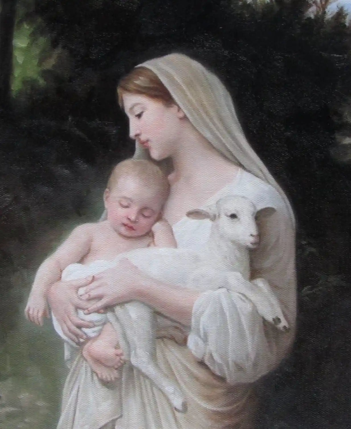 scène-religieuse-mère et enfant-tableau-peinture-huile sur toile