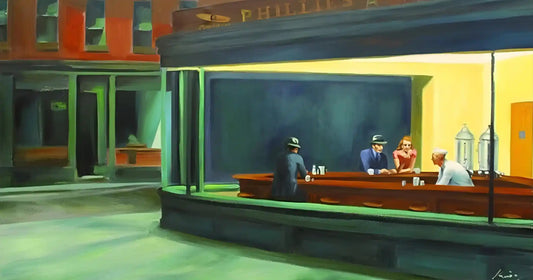 art-Nighthawks -scène de vie-nocturne-américaine-peinture-huile sur toile