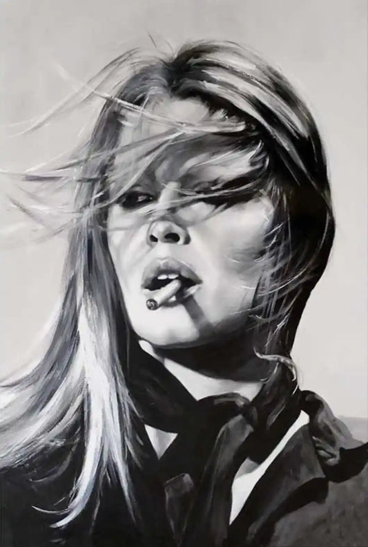 art-portrait-femme-Brigitte Bardot-peinture-huile sur toile