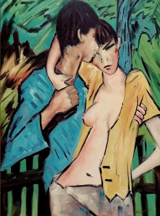 art-moderne-couple-amoureux-peinture-huile sur toile