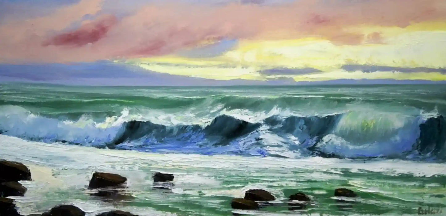 art-paysage-mer-océan-vagues-peinture-huile sur toile