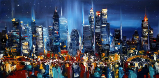 art-paysage-moderne-new york-skyline-manathan-peinture-huile sur toile