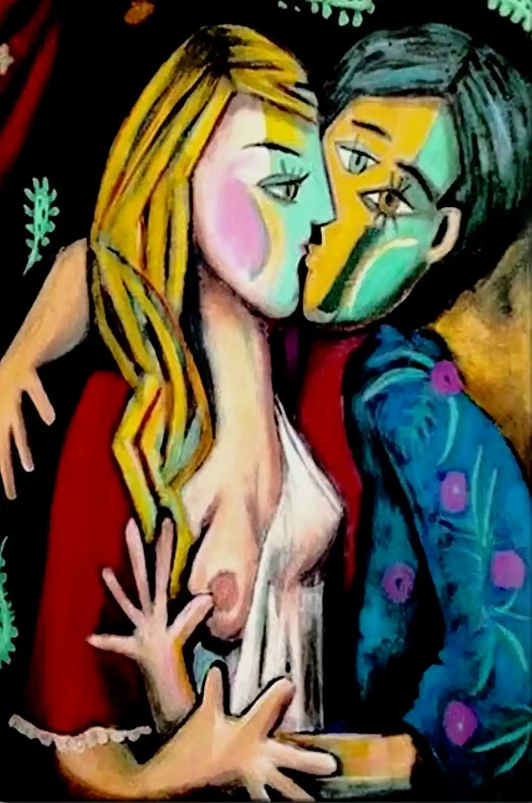 art-moderne-les amoureux-portrait-peinture-huile sur toile