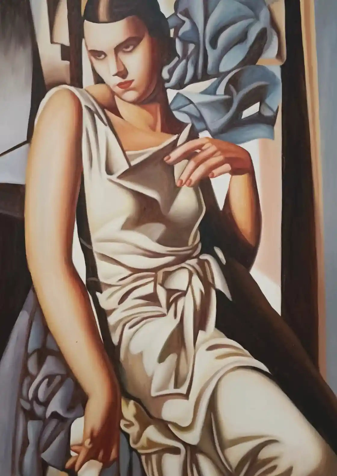 art-portrait-femme-lady-style-art déco-peinture-huile sur toile