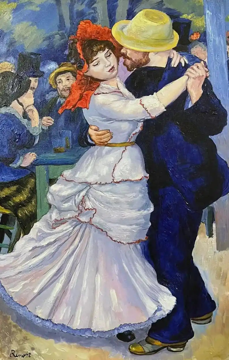 art-scène-vie-bal-danseurs-guinguette-peinture-huile-toile