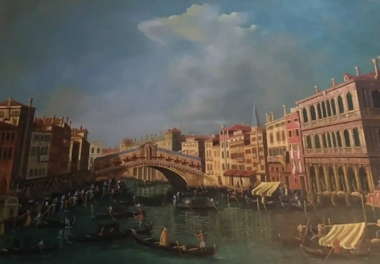 art-paysage-marin-canal-venise-gondoles-peinture-huile-toile