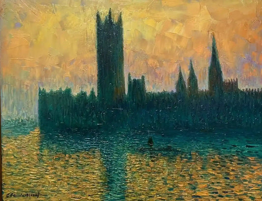 art-impressioniste-le parlement-brouillard-peinture-huile-toile