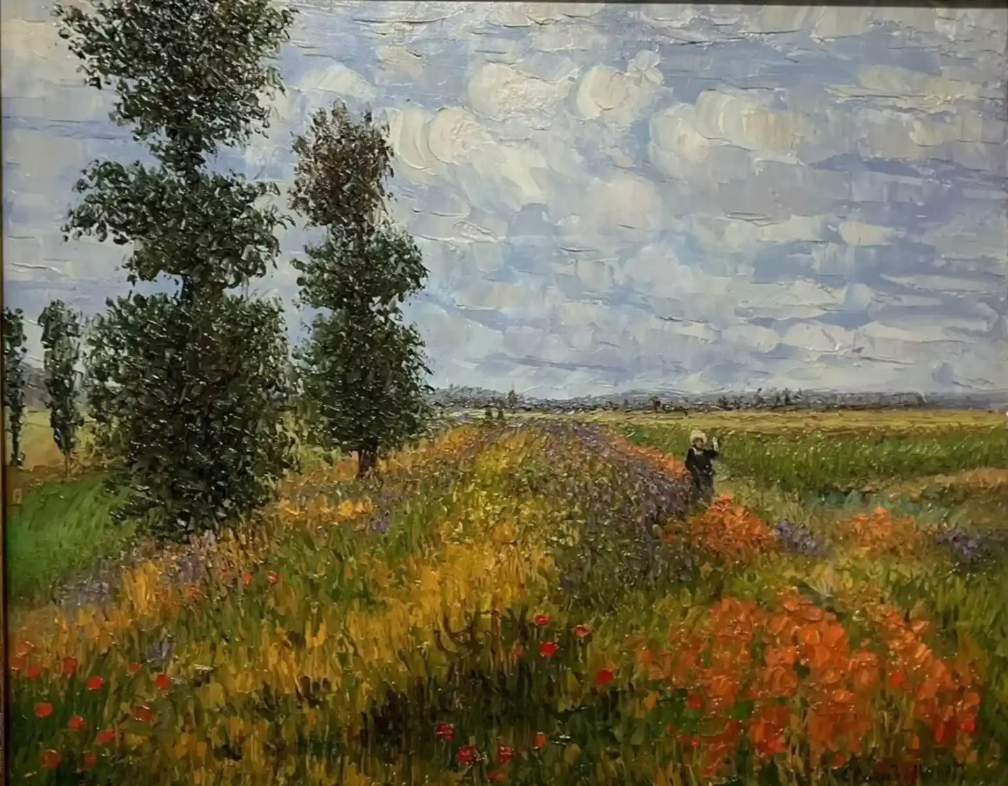 art-impressionniste-paysage campagne d'après Monet huile sur toile signée