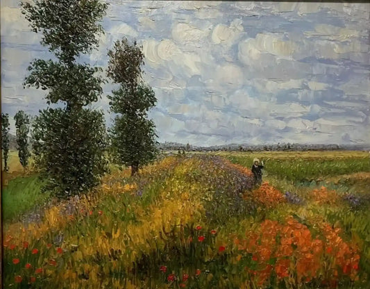 art-impressionniste-paysage campagne d'après Monet huile sur toile signée