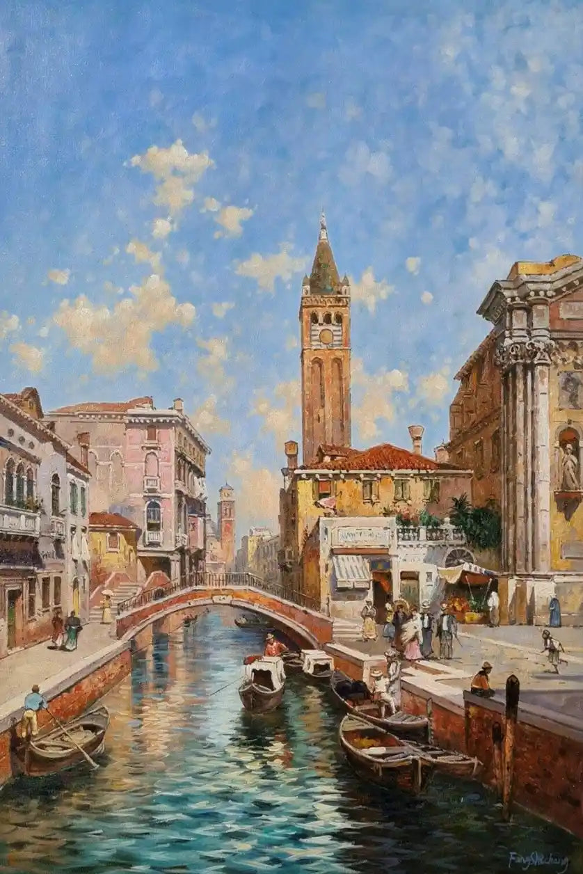 art-paysage-canal-Venise-Italie-peinture-huile-toile