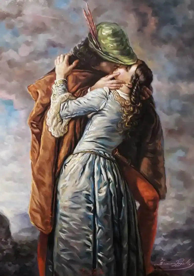 Revisitation de "le baiser" de Francesco Hayez, huile sur toile,