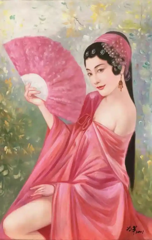 art-portrat-féminin-femme-chinoise-peinture-huile-toile