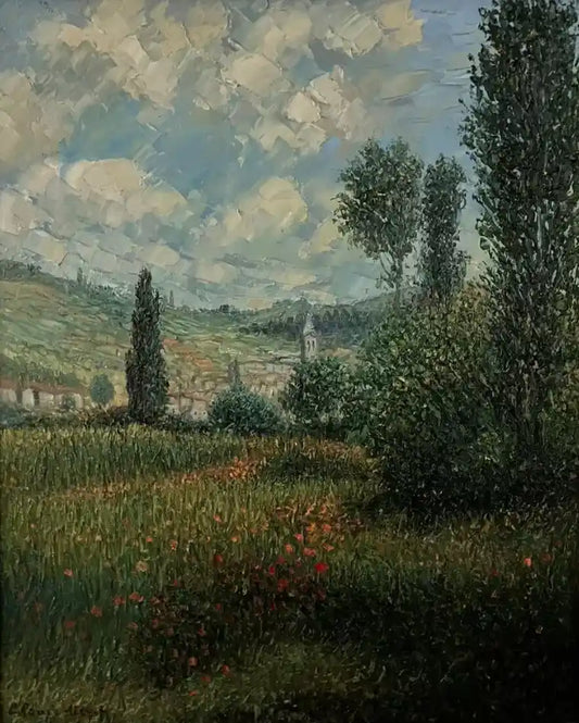 art-impressionnisme-paysage-champetre-village-campagne-peinture-huile-toile