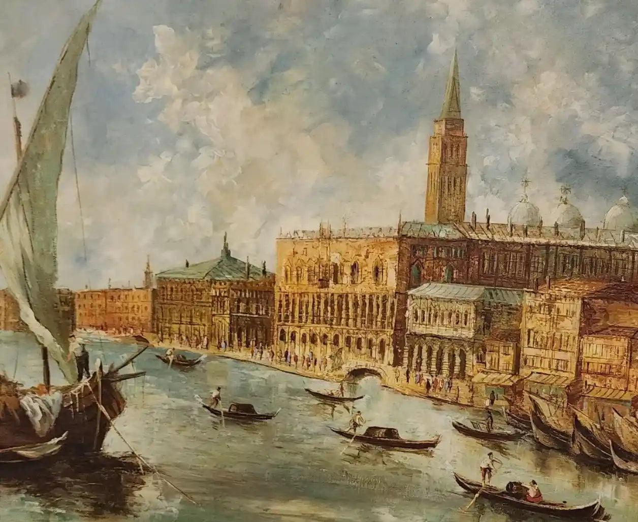 art-paysage-canal-venise-italie-gondole-peinture-huile-toile-signée