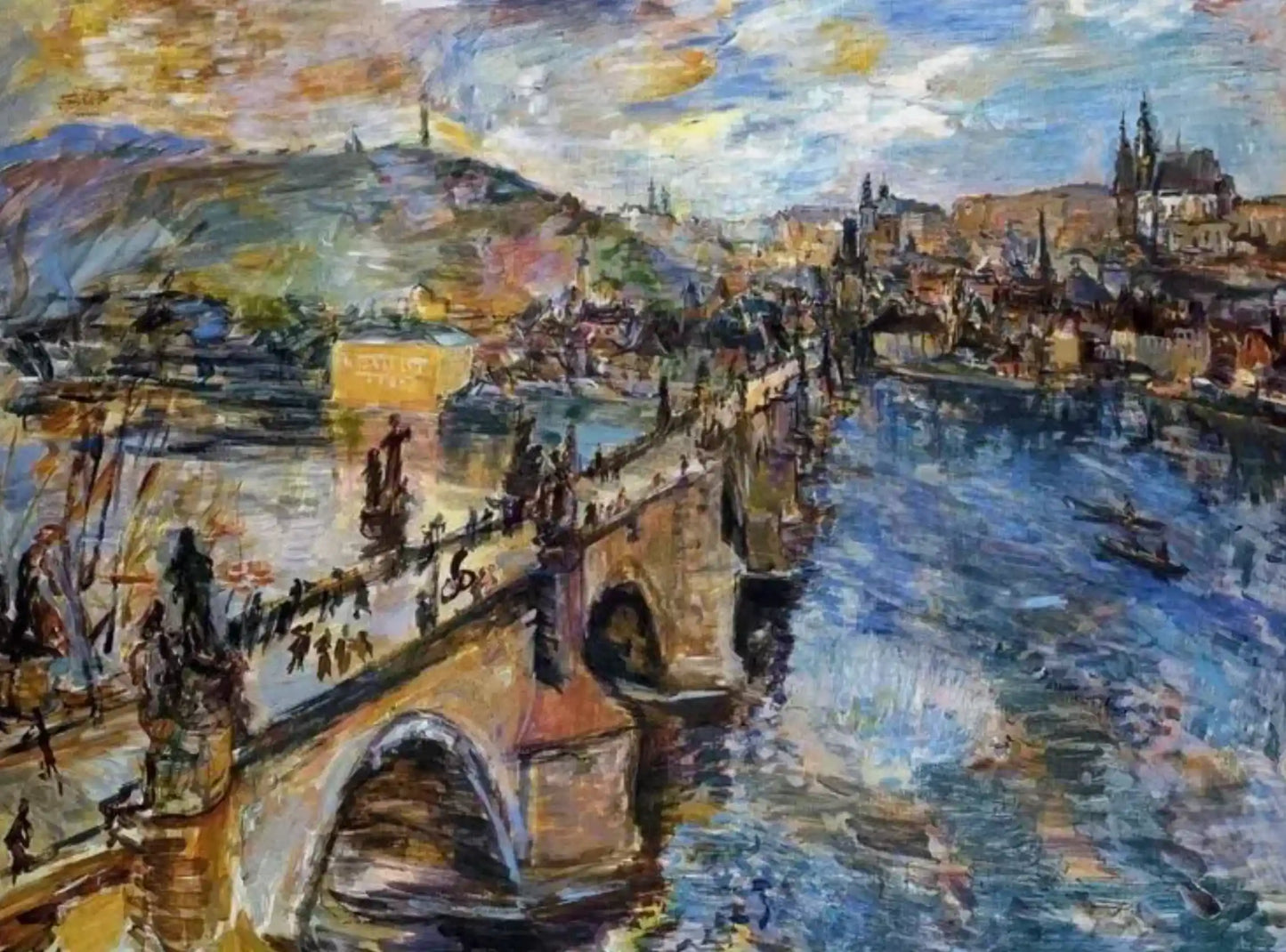 art-paysage-pont-fleuve-ville-peinture-huile-toile