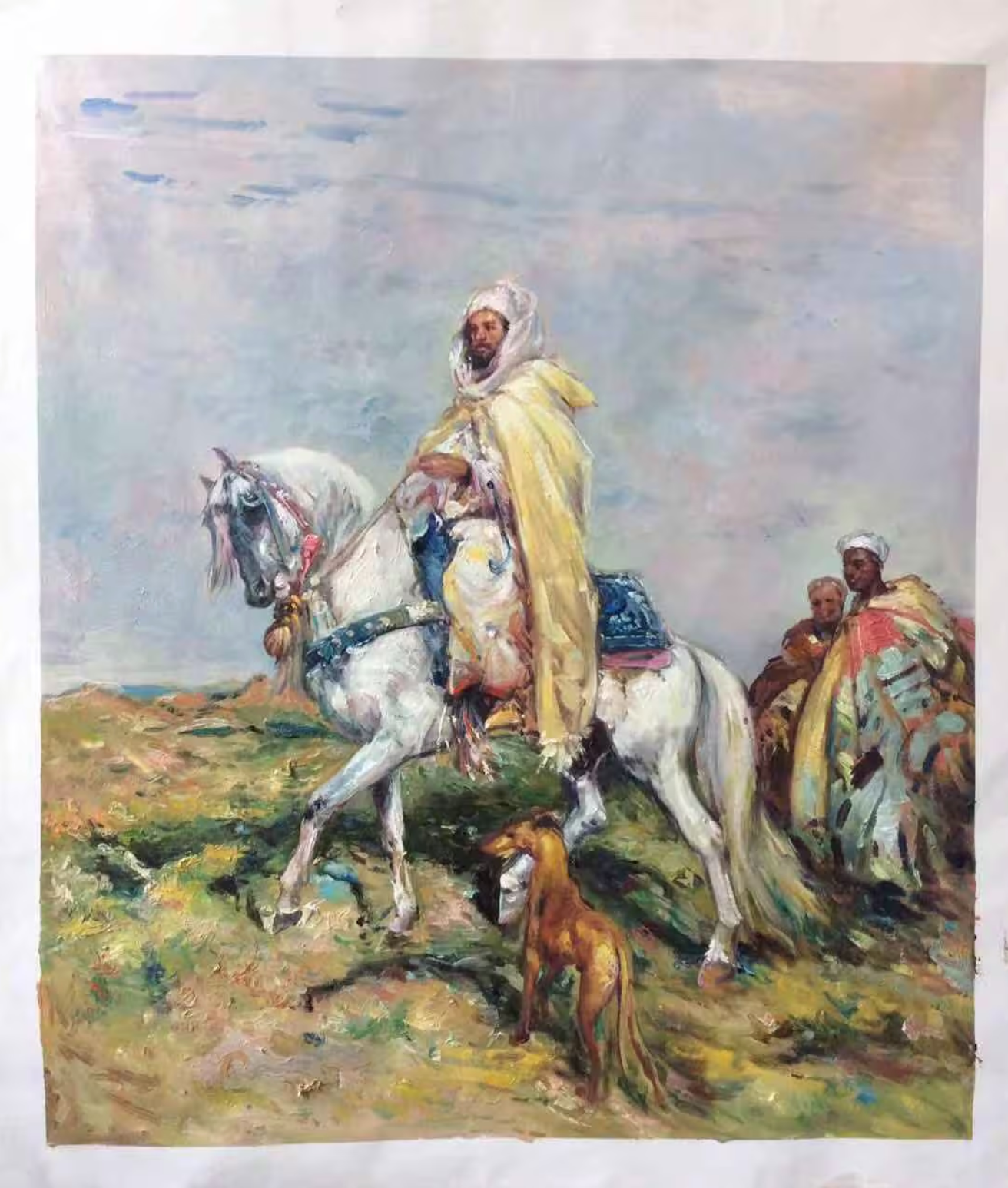 cavaliers arabes orientaliste tableau originale peinture huile sur toile