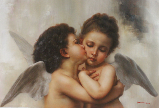 Reproduction d'art peinture à l'huile William-Adolphe Bouguereau le premier bisou